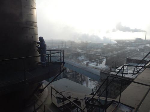 Начало работ по обследованию дымовых труб в Актюбинской области